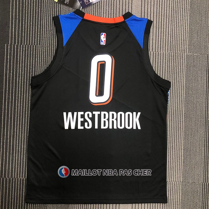 Maillot Oklahoma City Thunder Russell Westbrook NO 0 Ville 2020-21 Noir